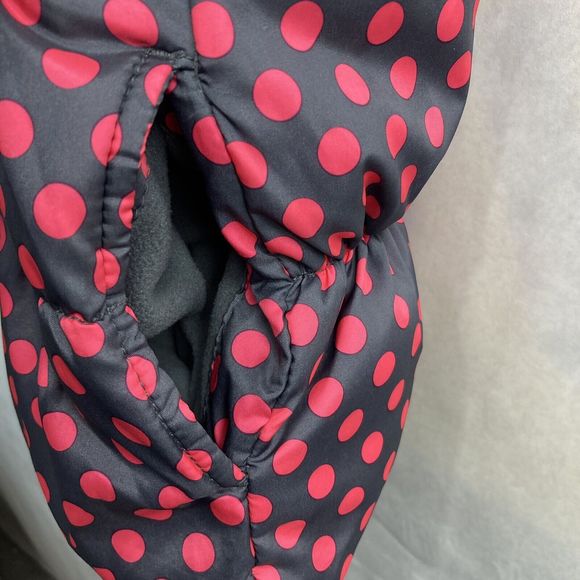 Old Navy Girls Frost Free Puffer Vest Grey Pink size XL 14 Full Zip Polka Dots - Picture 4 of 6